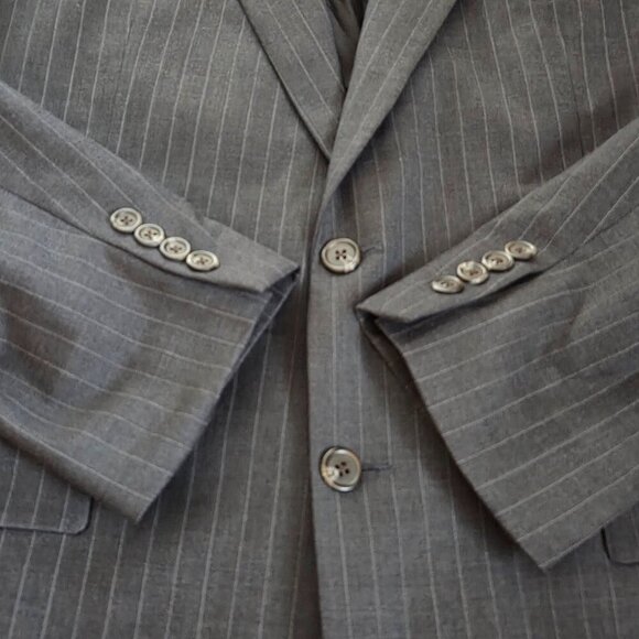 Men's Vintage Ralph Lauren Charcoal Gray Pinstripe Wool Blazer Sport Coat 43L - Picture 6 of 15